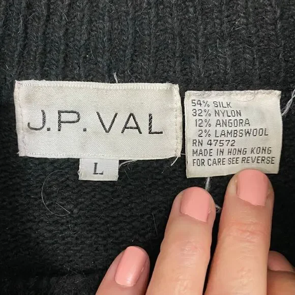 J.P. Val vintage 1980’s Longsleeve sequin accented flowers & bows sweater sz LG - Picture 8 of 11